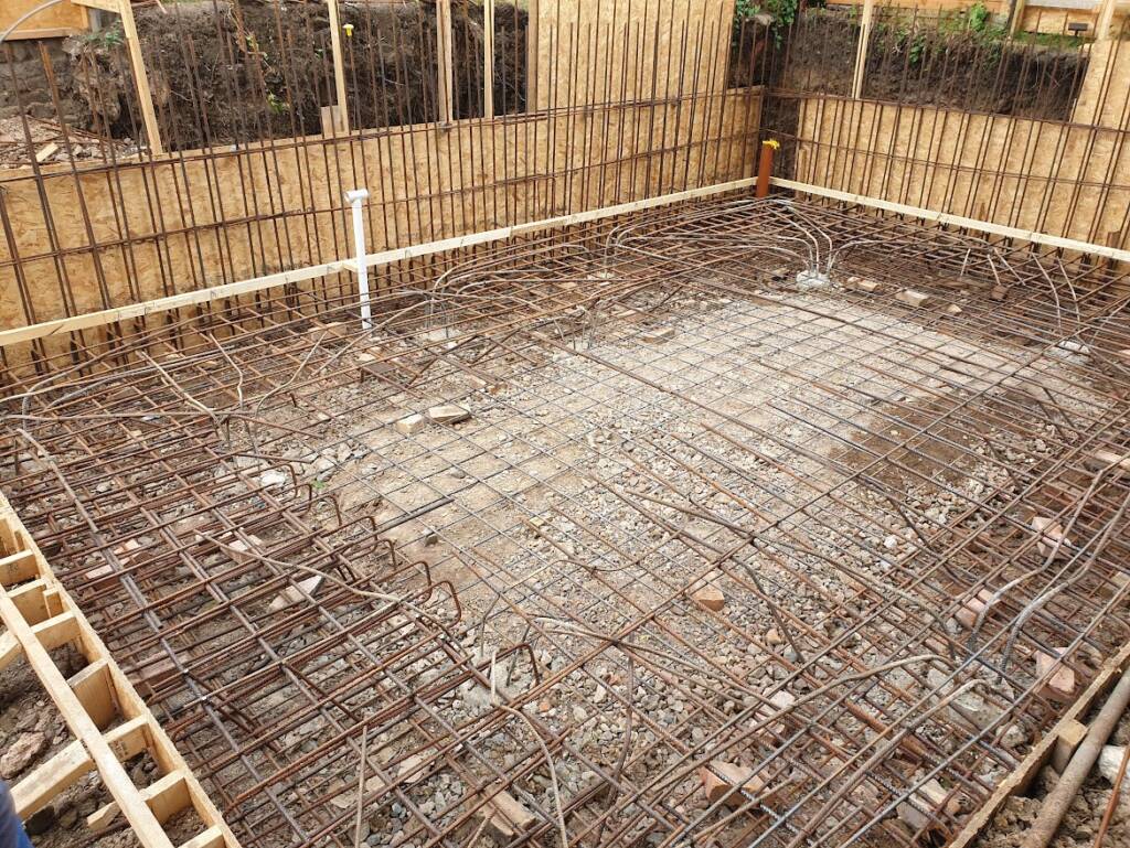 New build work in progress – reinforcement preparations before concrete slab pouring by Optima Builders in West Hampstead
