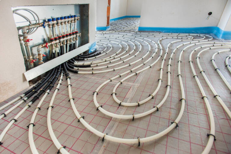 underfloor heating system in construction of new residential house