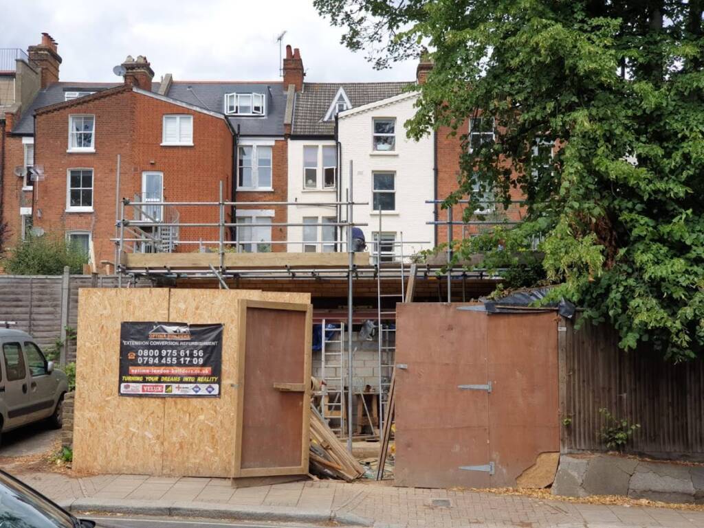 Construction of the first floor on a detached new build house in West HampsteadConstruction of the first floor on a detached new build house in West Hampstead