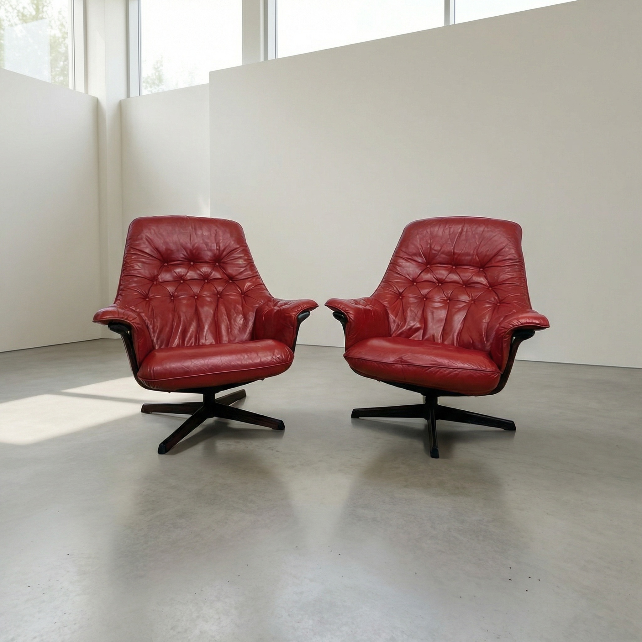 Pair Of Mid Century Swivel Armchairs By Göte Möbler, Nässjö, Sweden — 1970s