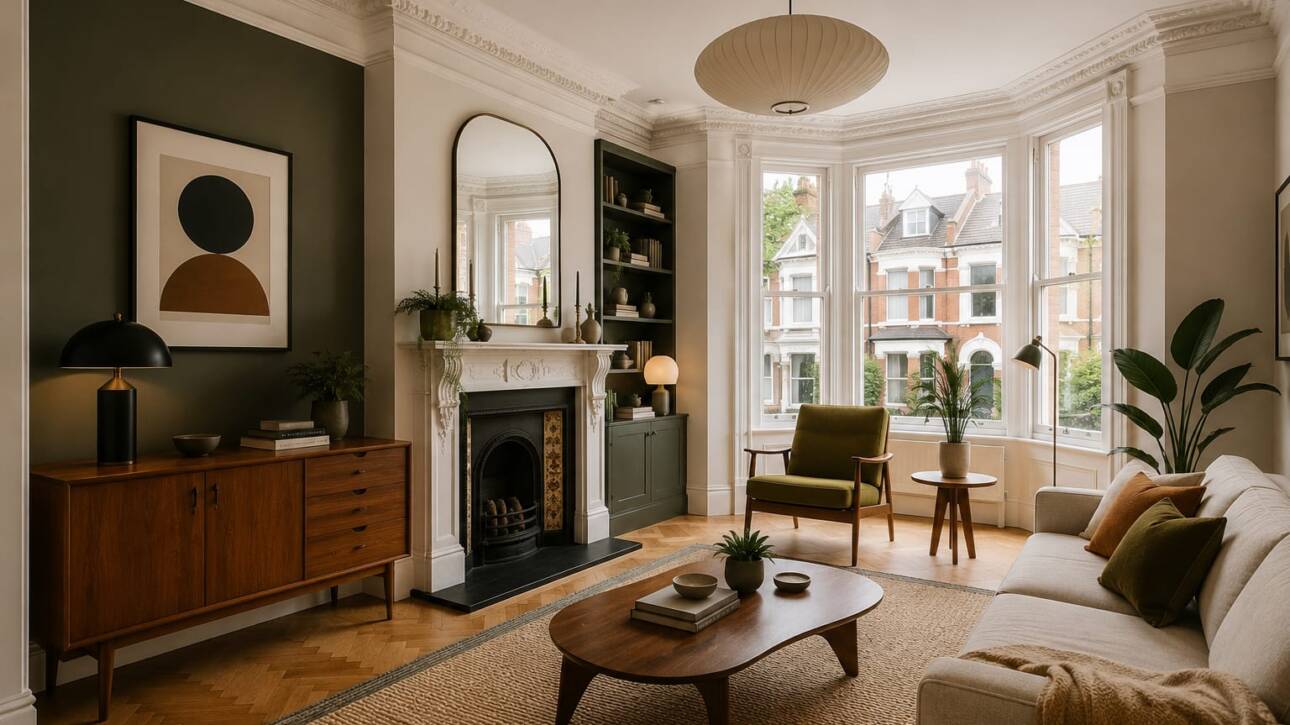 Mid-Century Modern interior design in a Victorian London home