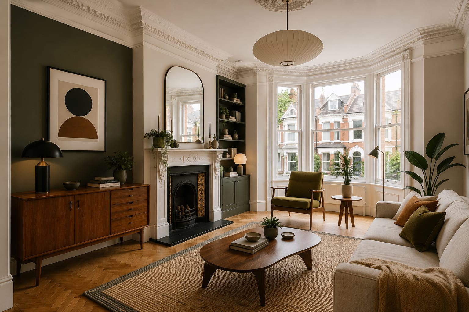 Mid-Century Modern interior design in a Victorian London home